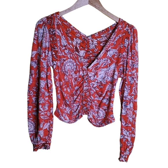 Free People Orange Floral Blouse - Picture 2 of 10